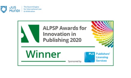 Jus Mundi wins the 2020 ALPSP award for Innovation in Publishing